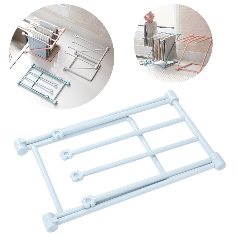 Collapsible plastic Towel Shelf Hanging Organizer Bathroom Cupboard Towel Shelf Mounted Space Shelf With Hooks Bath Rails Bars