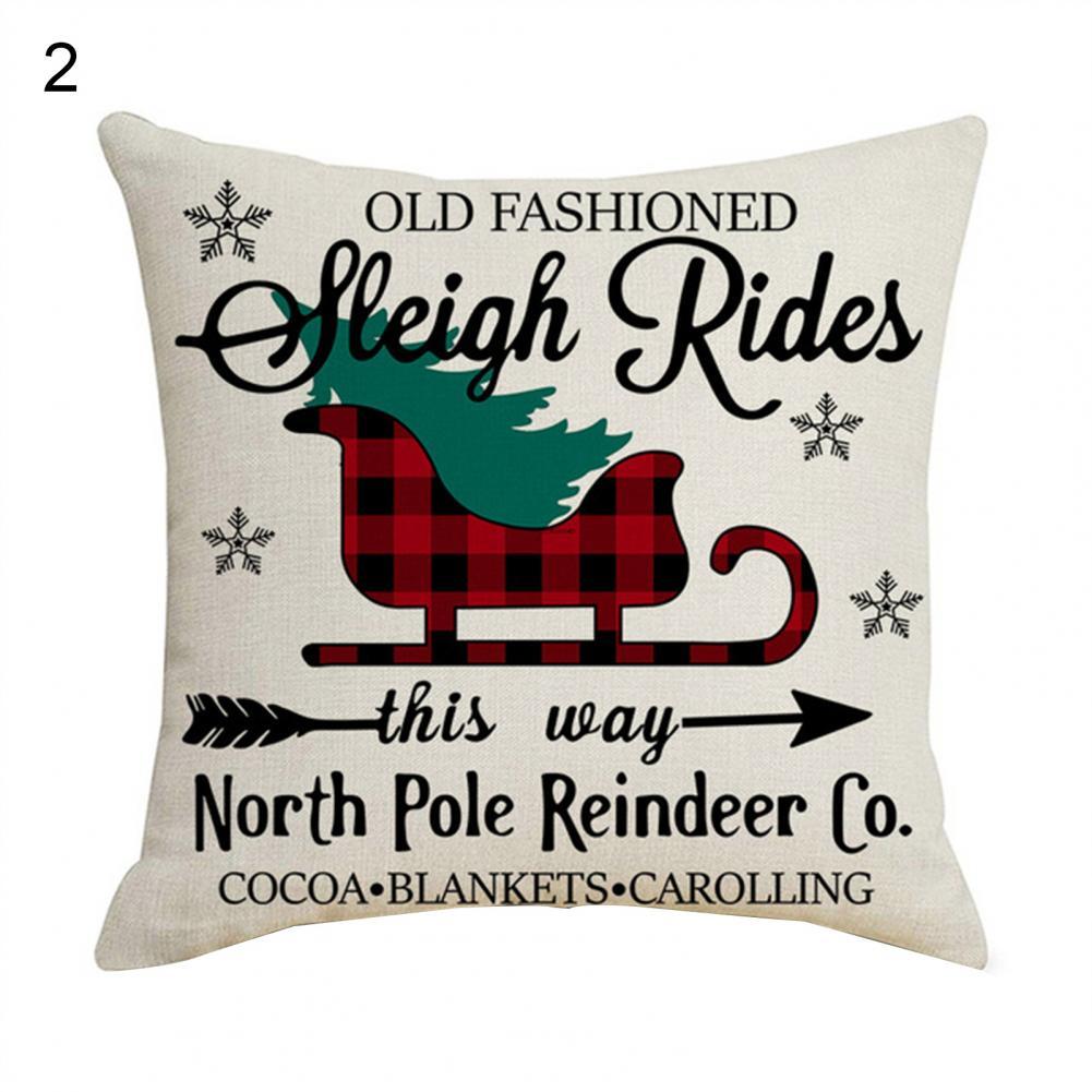 2022 Gelukkig Nieuwjaar Vrolijke Kerstversiering Linnen Kussenhoes Buffalo Rooster-Plaid Kussensloop Rendier Sokken Kussensloop: 2
