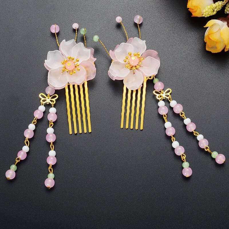 Antika smycken kamklämma blommor insatta på klippet bob fairy the retro hanfu håraccessoarer