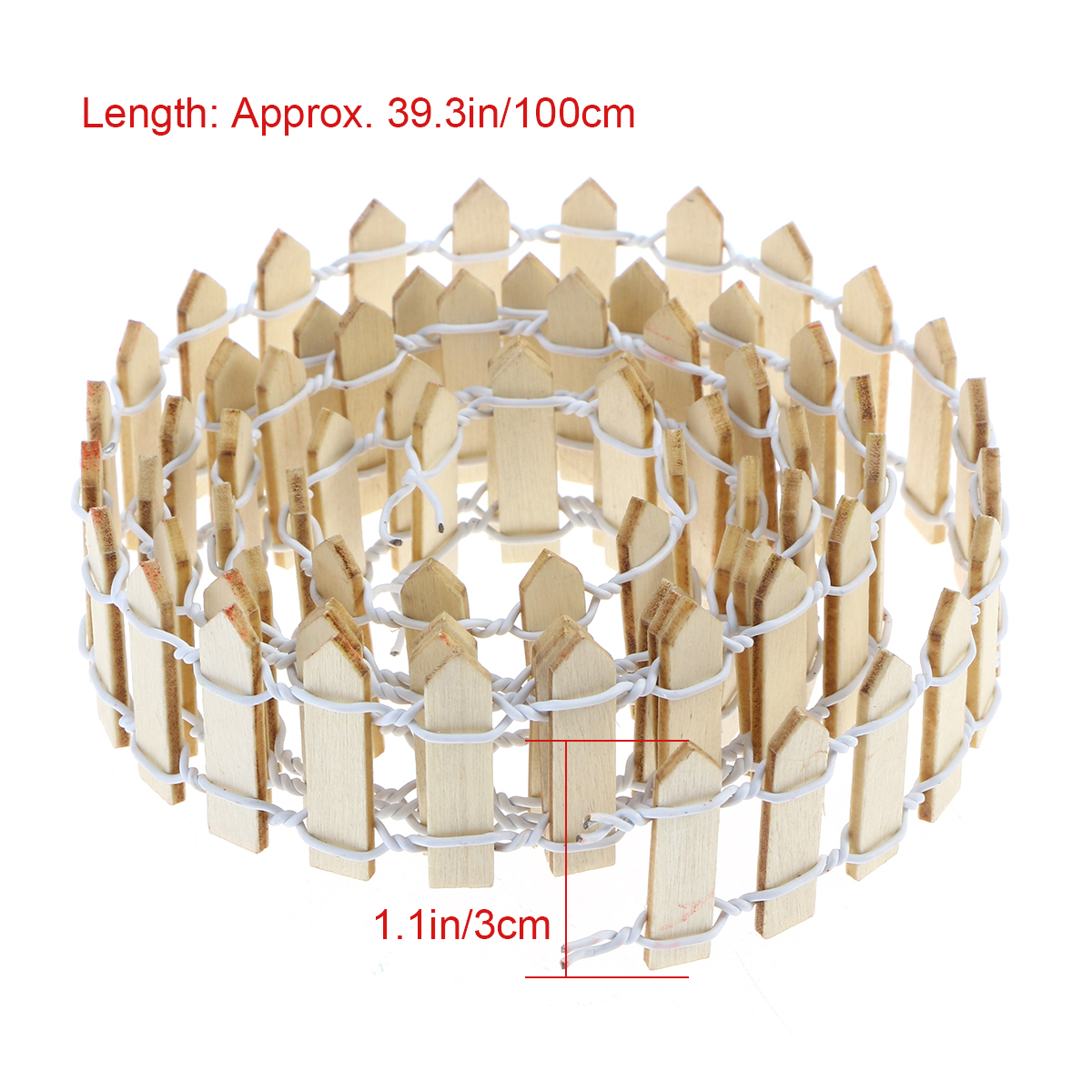 100cm x 3cm Mini Small Wood Fence DIY mini house Fairy Garden Micro Plant Pot Decor Bonsai Terrarium Ornament