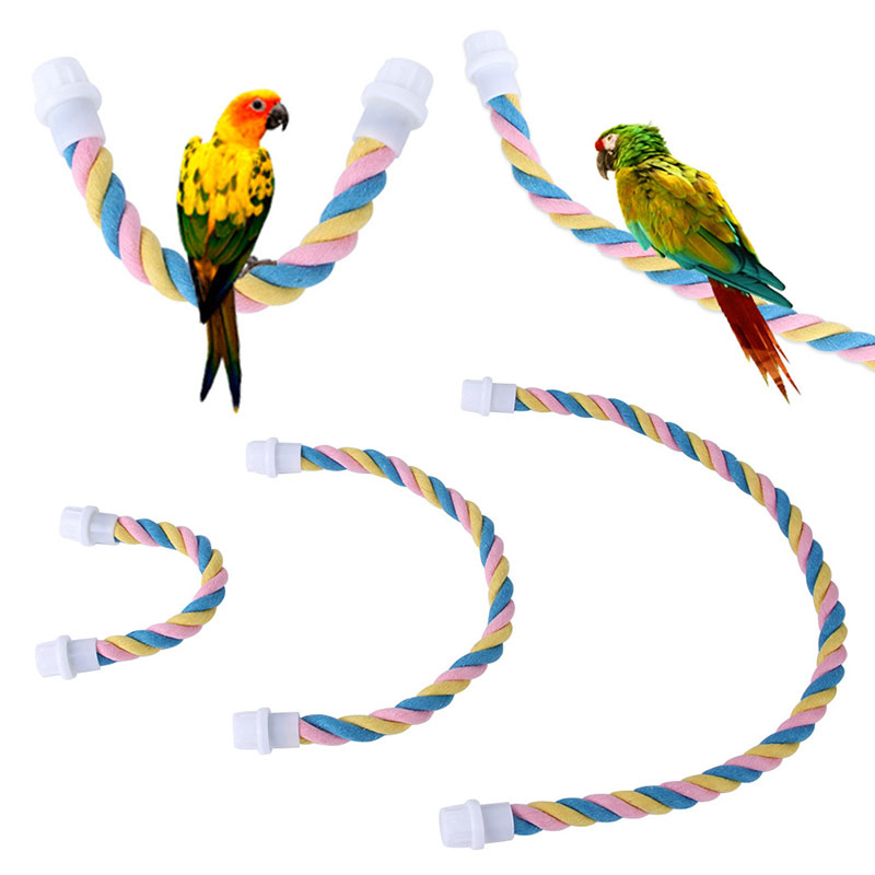Cuerda de algodón para escalada de loros, soporte en forma de U, jaula de poste, accesorios para loros, juguete para pájaros, cuerda de escalada para loros