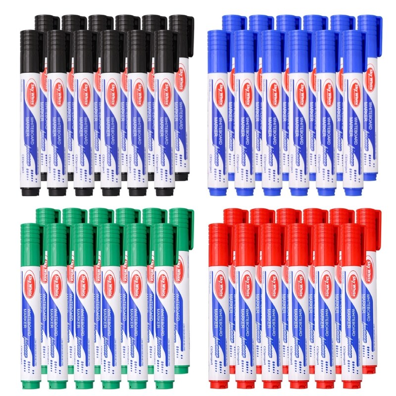 12 Stks/set Uitwisbare Whiteboard Marker Pen Dikke Hoofd Fijne Tip Navulbare Niet Giftig Vloeibare Inkt Gekleurde Schrijven Pennen Voor School off