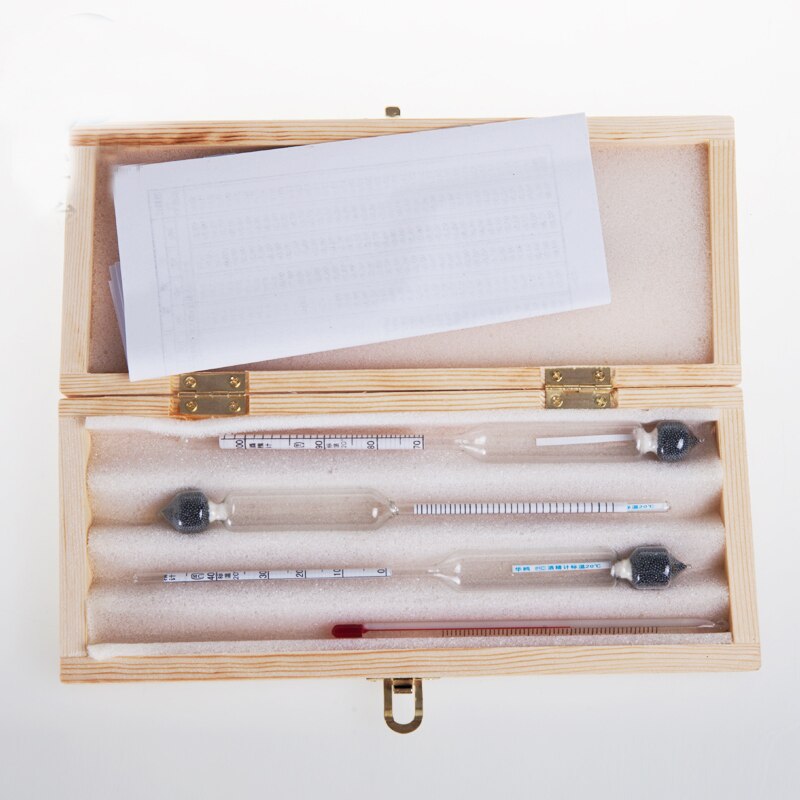 3pcs/box Alcohol meter densitometer rapid survey alcohol concentration hydrometer for alcohol with wooden box