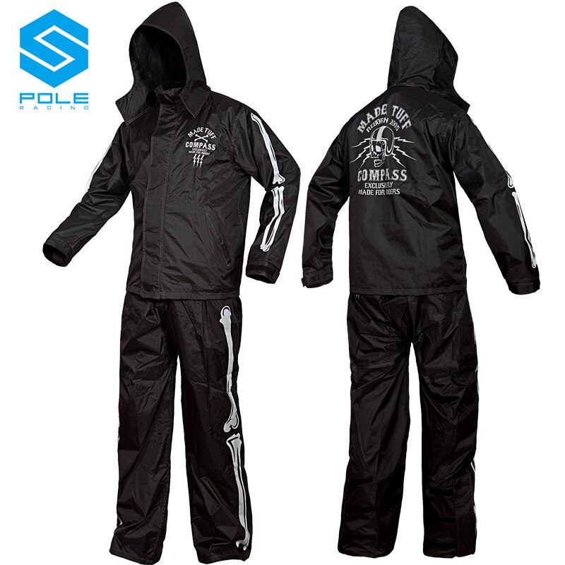 POLE Skull Motorcycle Riding Rain Suit Motorbike Rain Gear Moto Raincoat Outdoor Fishing Bike Waterproof Cycling Jacket Trousers