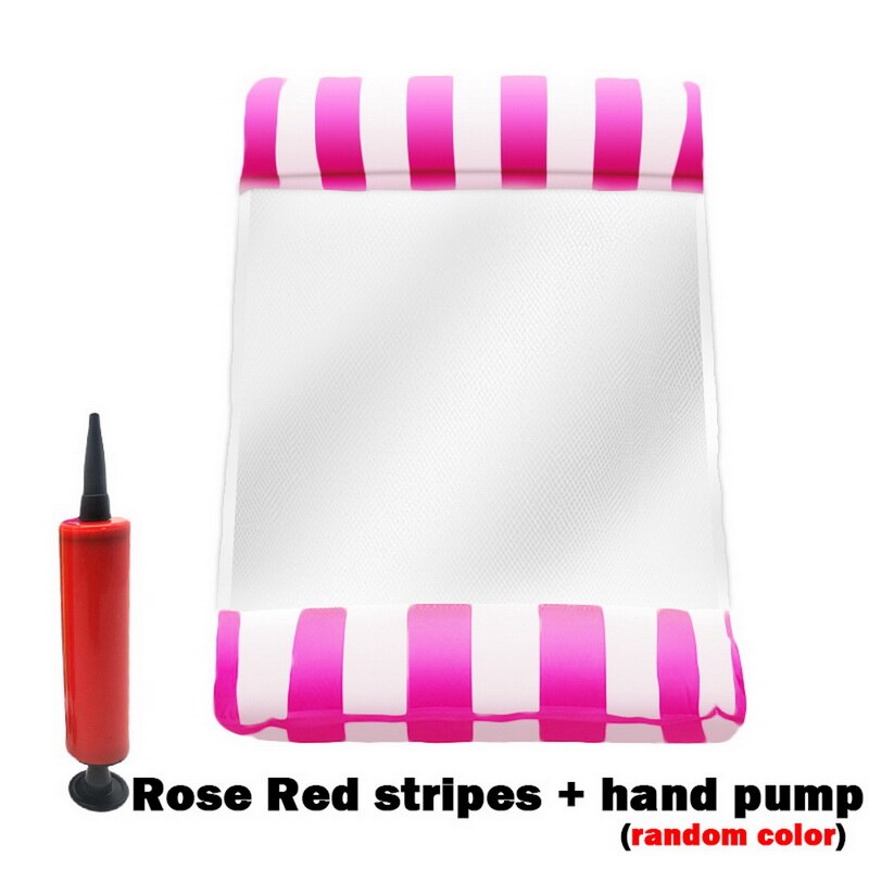 Pvc zomer opblaasbare opvouwbare rij zwembad water hangmat luchtbedden bed strand watersport ligstoel stoel: Roze streep 7
