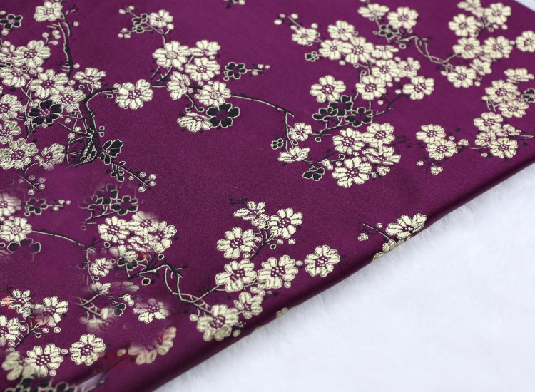 100 cm x 75 cm Roxo Wintersweet braocade fios tingidos tecido jacquard tapeçaria de cetim tecido jacquard tecido moda DIY roupas