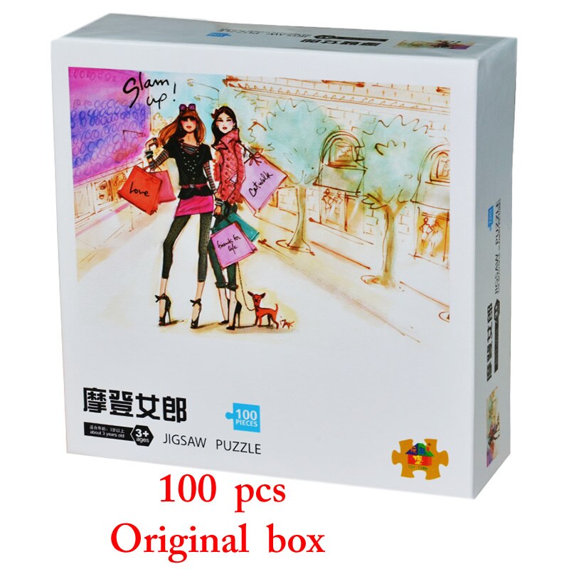 100 stücke von karton puzzle, verschiedene muster, pädagogisches pädagogisches spielzeug, geben kinder die beste geburtstag NSWOB: Modern girl