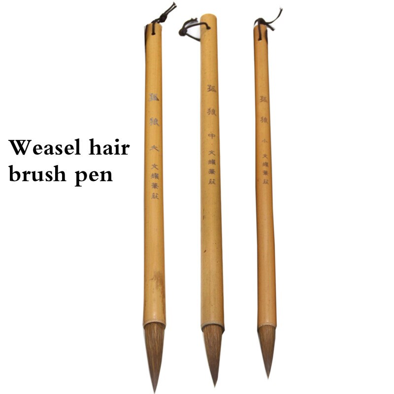 Chinese Calligraphy Brush Set Caligrafia 3pcs Wolf Hair Writing Brush Calligraphie Weasel Multiple Hair Brush Pen Tinta China