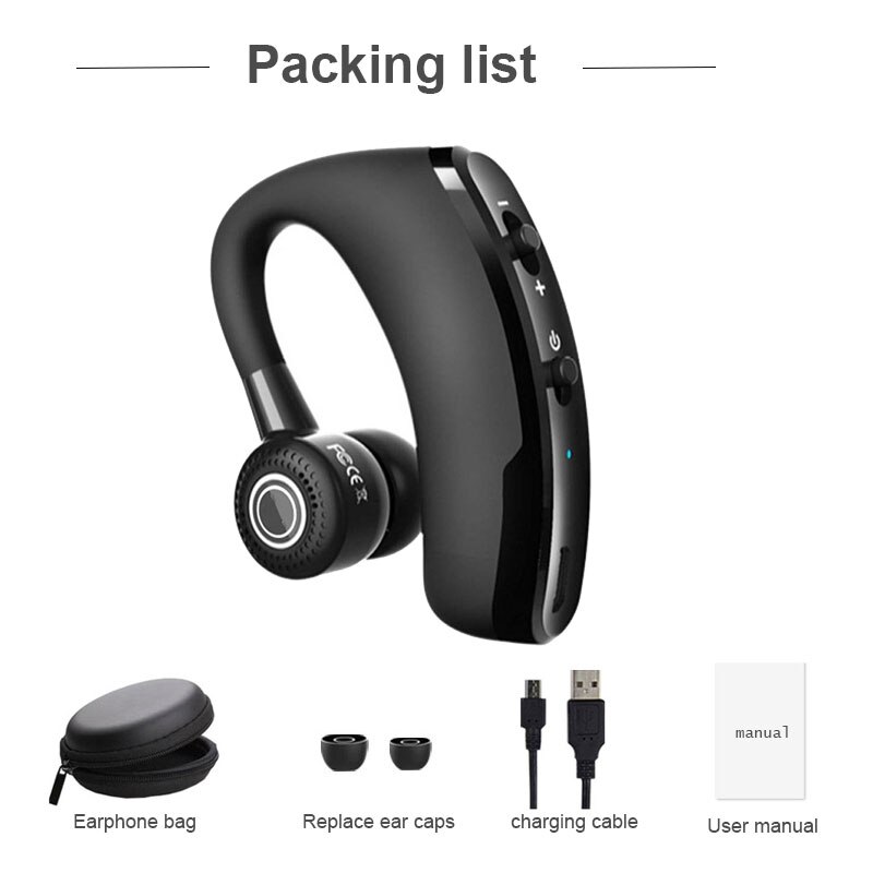 Yubeter Business Bluetooth Oortjes Sport Draadloze Koptelefoon Noise Cancelling Headsets Ingebouwde Microfoon Handsfree Oorhaak Oordopjes