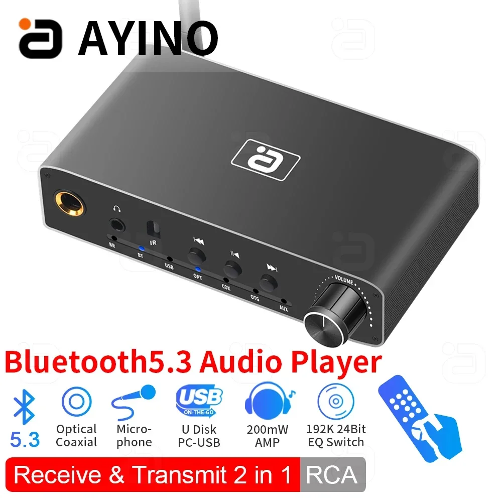 Ayino  da310b 2 -i- 1 bluetooth-mottagare/sändare/koaxial optisk/digital-till-analog ljudomvandlare/pc-usb-hörlursförstärkaradapter