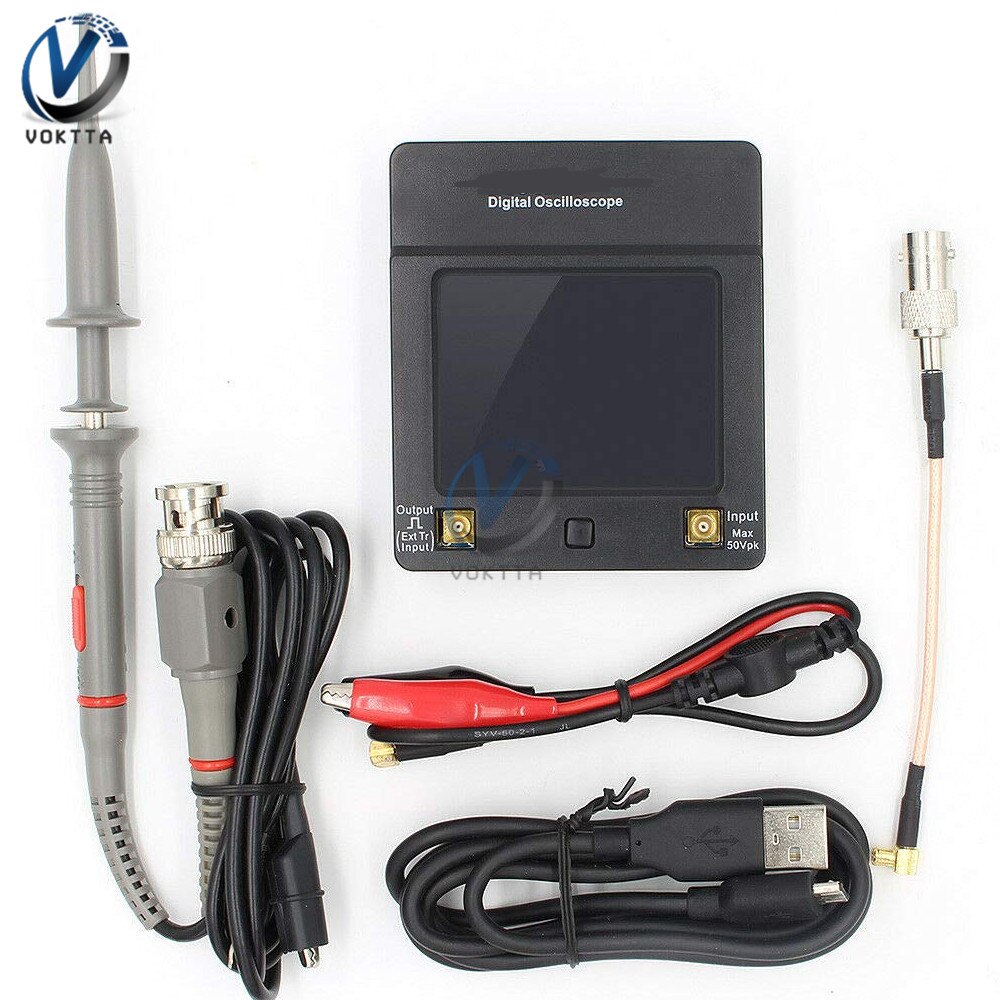 TFT Oscilloscope Numérique Vague Écran Tactile Portatil USB Oscilloscope Interface 2Mhz 5Msps Multimètre: 1clip and 1BNC probe