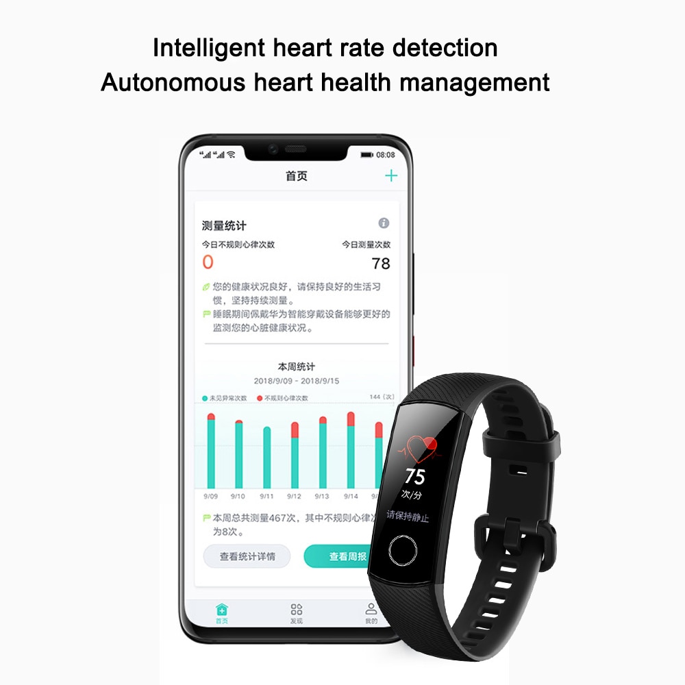Originale Huawei Honor Fascia 5 NFC Versione Touch Screen Banda Intelligente Inseguitore di Fitness Frequenza Cardiaca di Ossigeno Nel Sangue Intelligente Banda Honor fascia 5