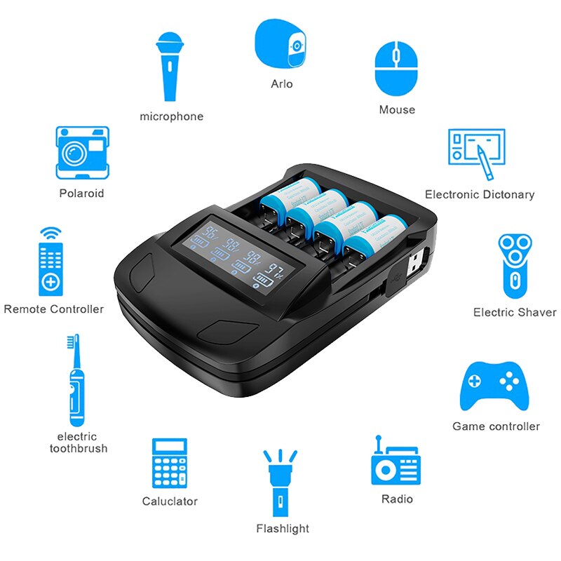 CR123A Battery Rechargeable Compatible With Arlo Wireless Cameras 3.7V 800mAh 16340 Li-ion Battery and USB Intelligence Charger