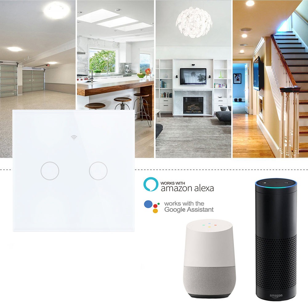 Sesoo wifi smart touch switch app trådløs fjernbetjening lysafbryder krystalglaspanel fungerer med alexa / google home