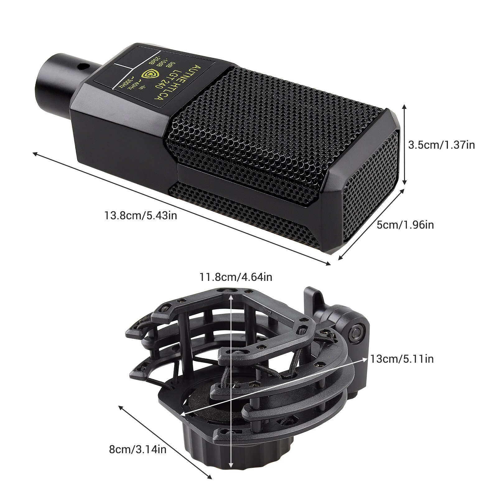 Muslady Large Diaphragm Cardioid Condenser Microphone Unidirectional Mic with Shock Mount Cable for Gaming Podcasting Recording