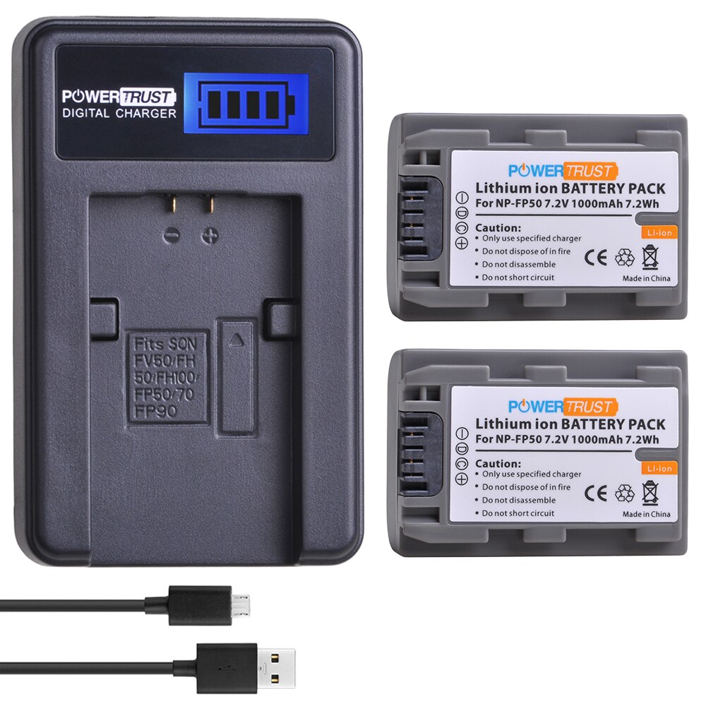 NP-FP50 NPFP50 Battery and LCD Charger for Sony NP-FP51 NPFP50 NP-FP30 NP-FP70 NP-FP60 NP-FP71 TRV TRV-U DCR-HC30 40 43E 65: 2Battery and charger