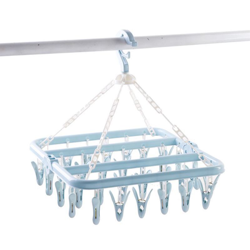 Foldable 32 Peg Windproof Clothes Hanger Dryer Washing Line Airer Clothes Socks 203F