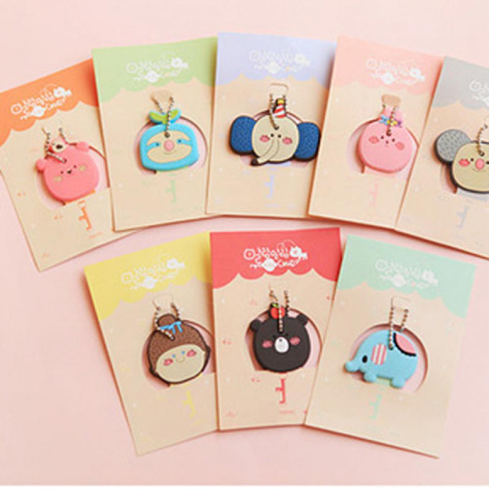 Cute Animal Soft Key Top Head Cover Chains Cap Keyring Phone Strap DIY Key Wallet