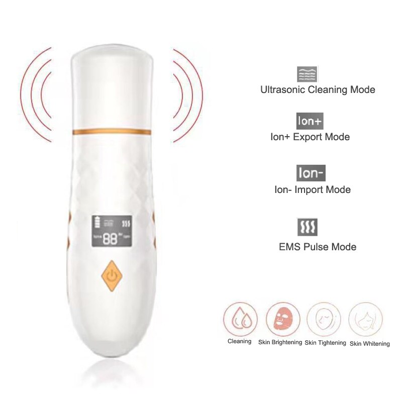Limpiador ultrasónico para piel, herramienta de limpieza profunda, espátula exfoliante, limpiador de poros faciales, eliminador de espinillas, masaje EMS Estiramiento Facial