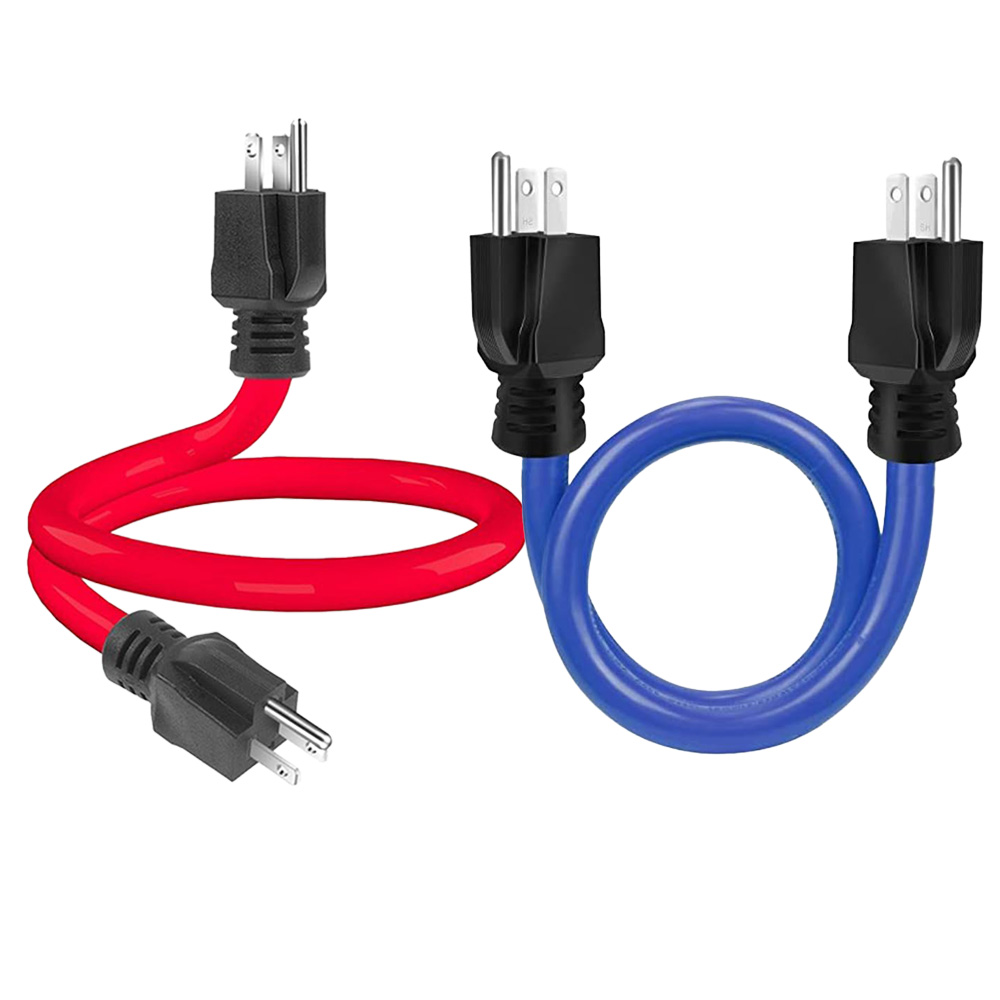 3 Prong Double Male Adapter Male to Male 5-15P Extension Cord 12AWG 125V US Plug Generator Cord for Transfer Switch