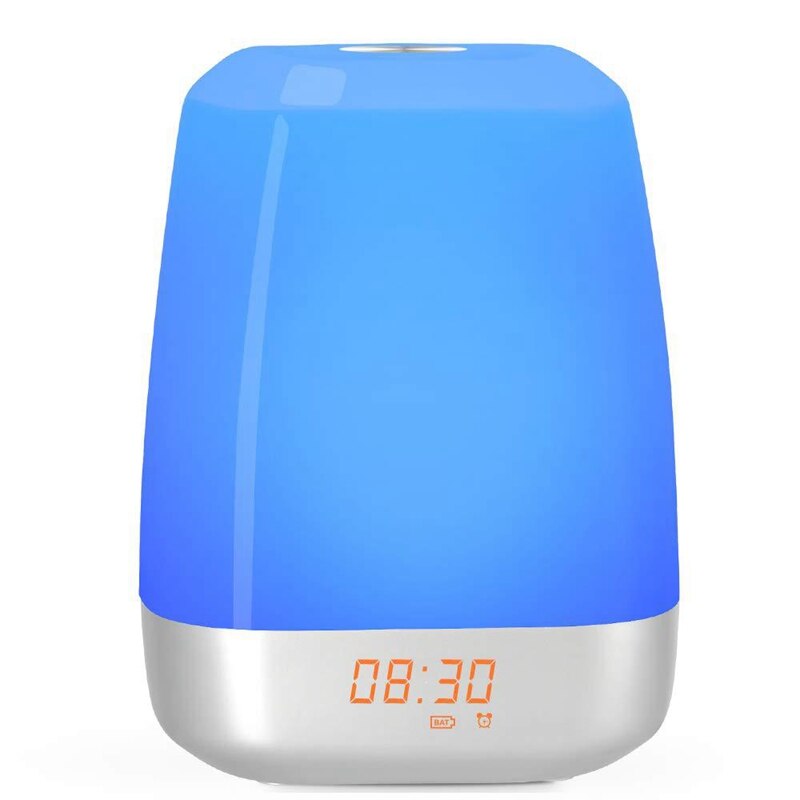 Wake Up Light Beside Lamp Alarm Clock with Sunrise Simulation Pressure Sensor Multicolor Dimmable Night Light
