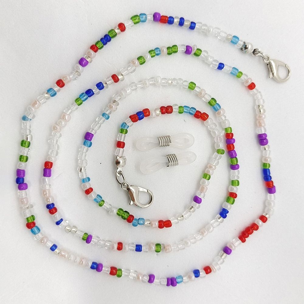 Correa de mascarilla de colores bohemios para mujer, cadena con cuentas para gafas, cordón antideslizante para máscara facial, cadena para el cuello para gafas de sol: Gris oscuro