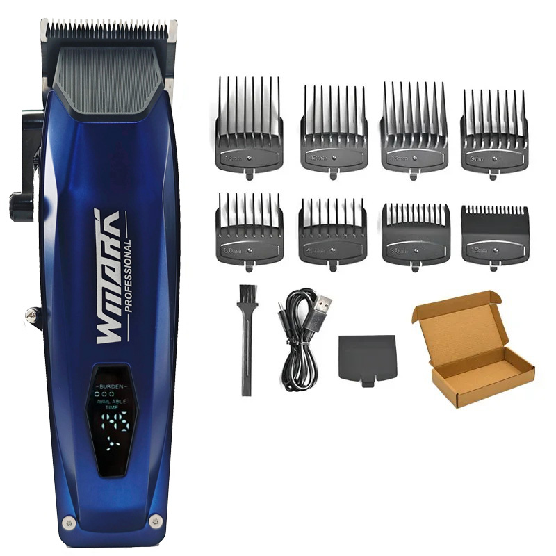 WMARK NG-125 cortapelos eléctrico 7500RPM Motor giratorio cabezal de aceite barbería recortadora para hombre hoja 5 ajustes: Gris claro