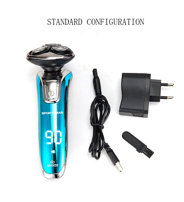 3headed Washable Electric Shaver 4IN1 Beard Trimmer Multifunctional Razor for Men Shaving Machine Face Body Care Electric Shaver: Blue