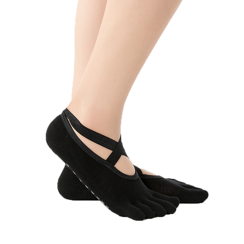 Calcetines de Yoga sin punta para mujer, antideslizantes, de secado rápido, con amortiguación, para Pilates, de buen agarre, de algodón suave, deportivos, de cinco dedos