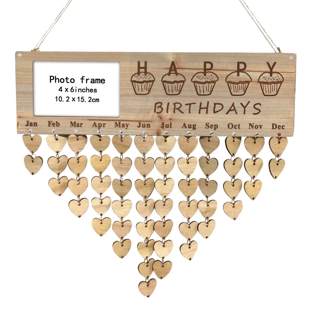 Wood Birthday Reminder Board Birch Ply Plaque Sign DIY Calendar Accessories Hook Special Dates Planner Board Hanging Decor