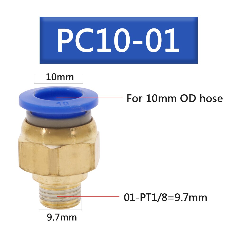 50Pcs Pneumatic Fitting Tube Connector Fittings Air Quick Water Pipe Push In Hose Quick Couping PC4-01 PC6-02 PC8-02: 50Pcs-PC10-01