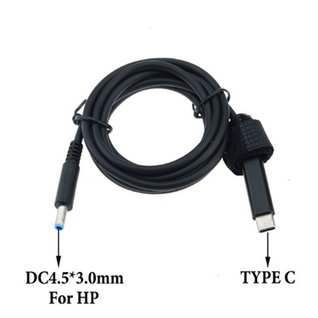 65w usb type-c laptop power adapter charging cable dc jack plug dual e-mark chip converter for hp, lenovo, and dell laptops: 4.5-3.0mm for hp