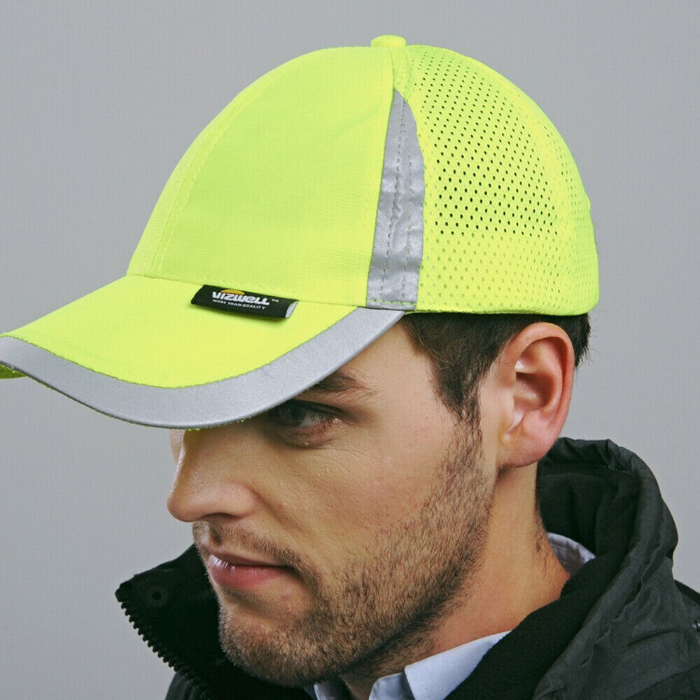 Adjustable Outdoor Reflective Baseball Cap Hat Work Wear Textured Safety Hat Head Protector Fluorescent Orange and Yellow: A