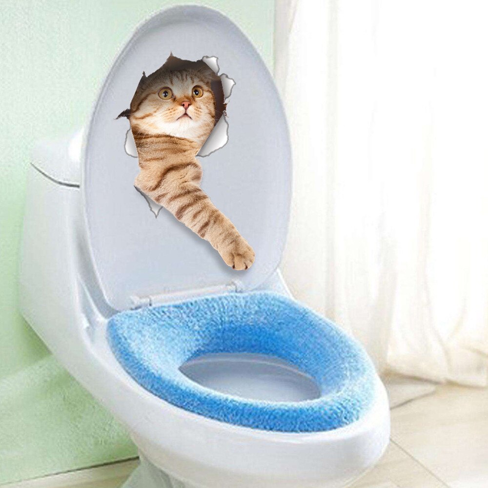 1Pc 3D Pvc Wc Sticker Gat View Leuke Animal Print Decoratie Verschillende Stijlen Creatieve Wc Badkamer Sticker Decoratie: C