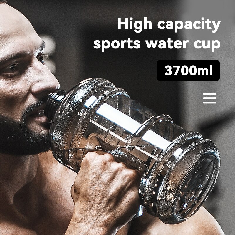3700ml store vannflaske shaker flaske med håndtak utendørs fitness løpe gym trening plast sports vannflasker