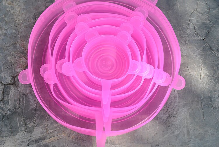 6PCS/Set Universal Silicone Lids Stretch Suction Cover Cooking Pot Pan Silicone Cover Pan Spill Lid Stopper Home Bowl Cover: 6pcs1