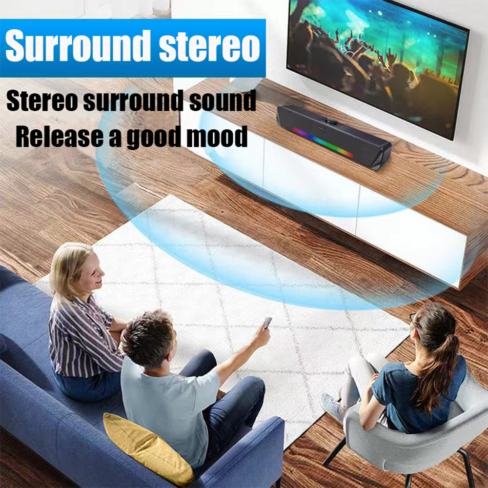 Lenovo TS33 Wireless Bluetooth5.0 RGB Speaker 360 Home Movie Surround Sound Bar Wired Audio Speaker For Desk Computer