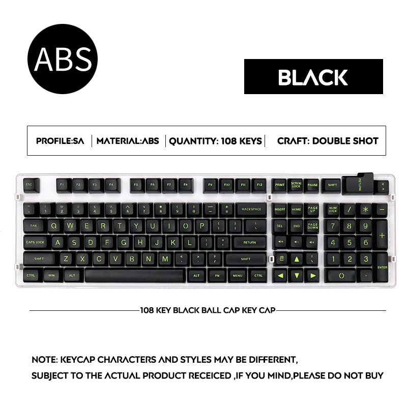 108 schlüssel SA Profil Keycap Große Schrift Opaque Ball Kappe Doppel Schuss Personalisierte Keycap Für Cherry MX Schalter Mechanische Tastatur