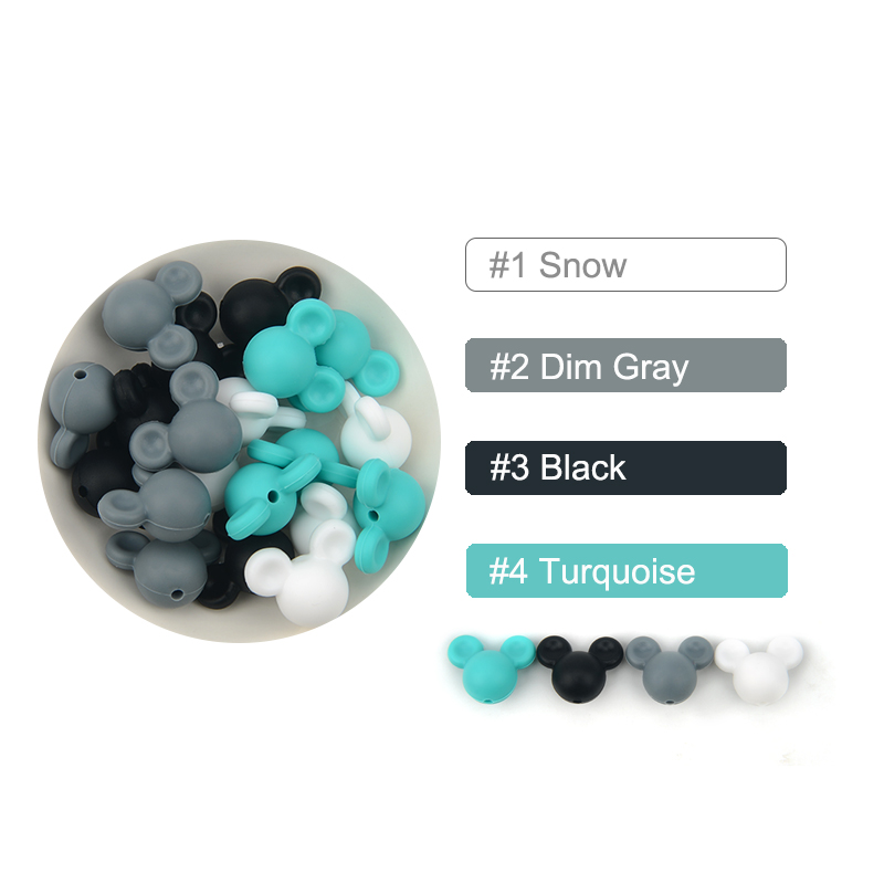 Anneau de Dentition en Silicone, Perles Souris, pour Bébé, Alimentaire, Coloré, Collier à Mâcher, Bracelet, Fabrication de Bijoux, 10 Pièces: set 4