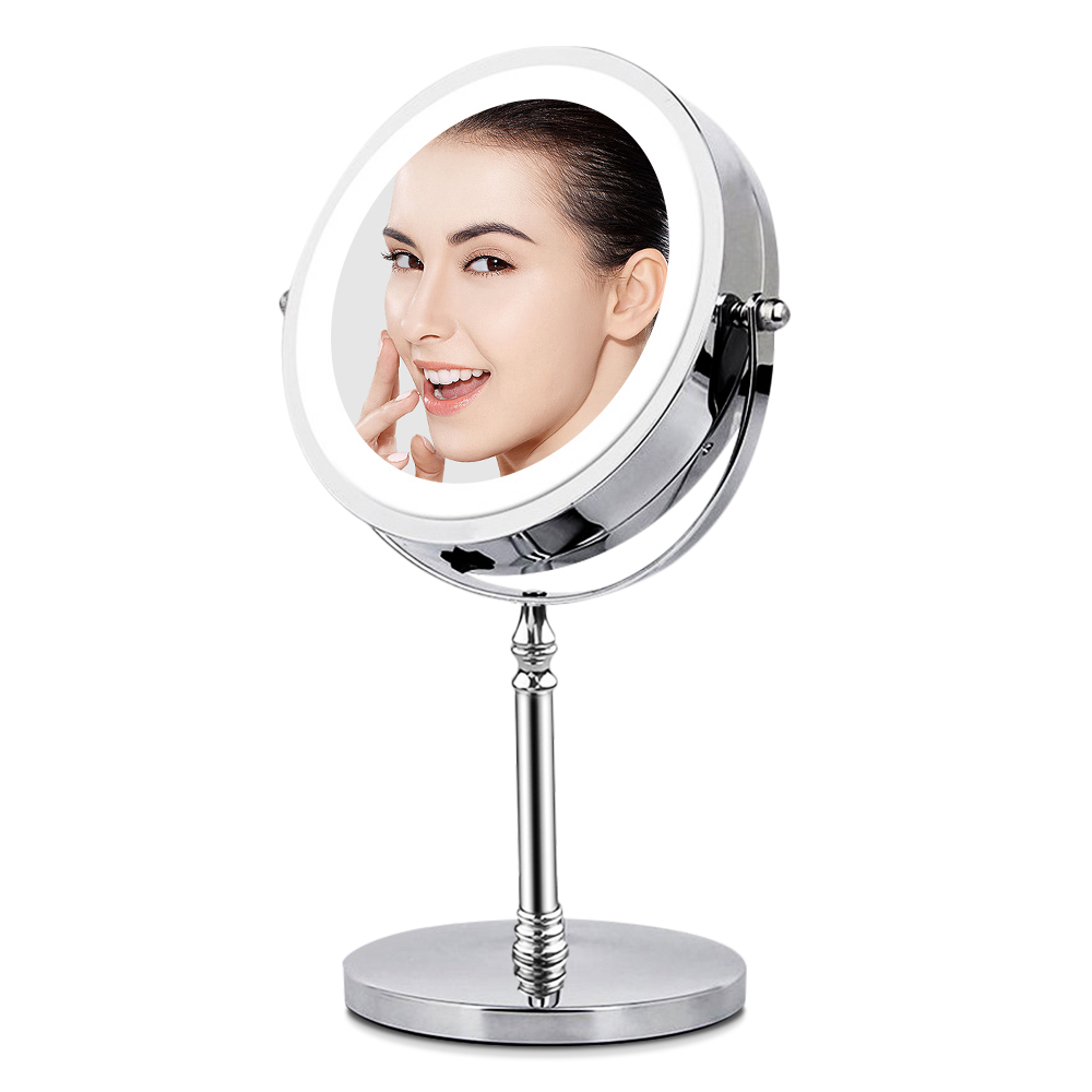 10X Magnifying Makeup Mirror Cosmetic LED Light Bathroom Mirrors Round Shape Desktop Backlit Mirrors In The Shower