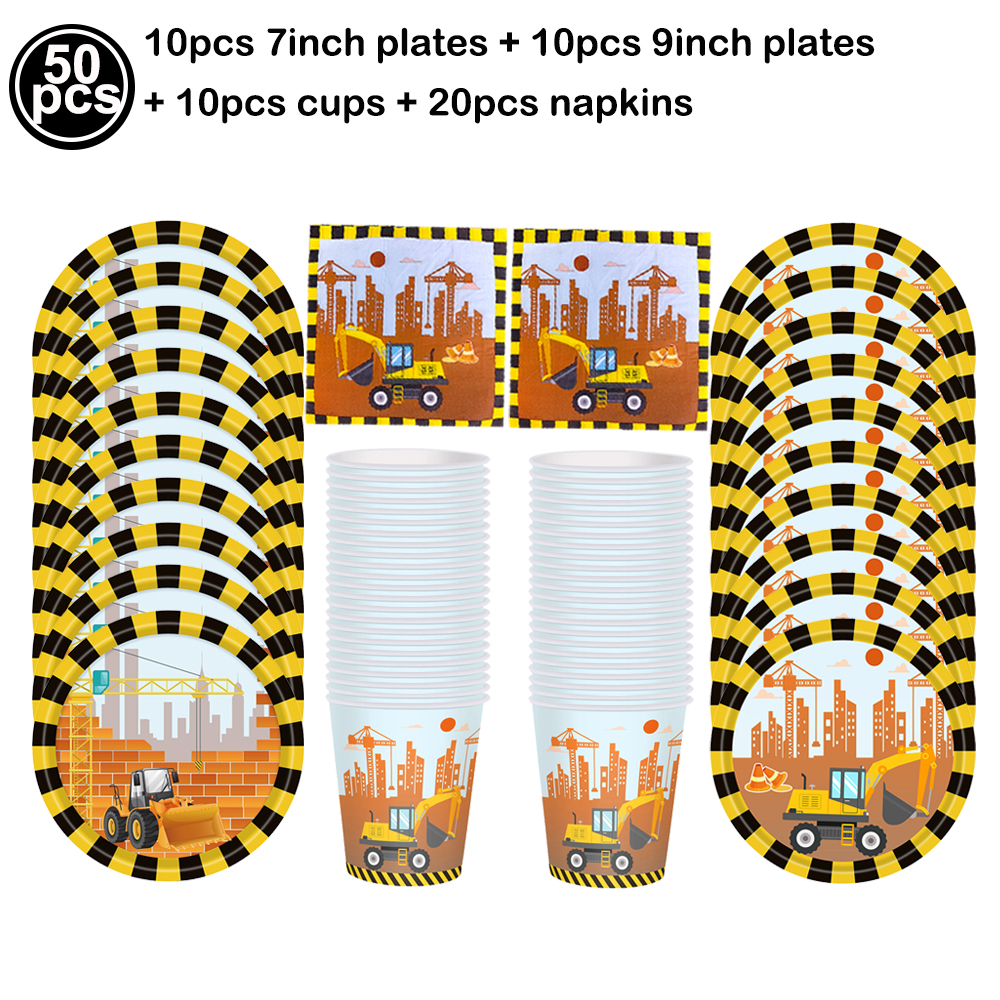 Decoraciones para cupcakes de construcción, camión volquete, excavadora, Tractor, adornos para pasteles para niños, suministros para de cumpleaños: BLANCO
