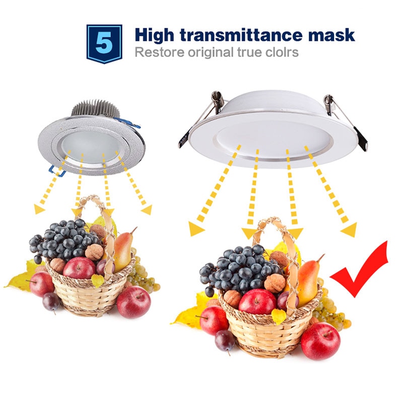 Led downlight naturlig hvid forsænket køkken badeværelse lampe 220v 230v 5w 7w 9w 12w led down lys varm hvid kølig hvid