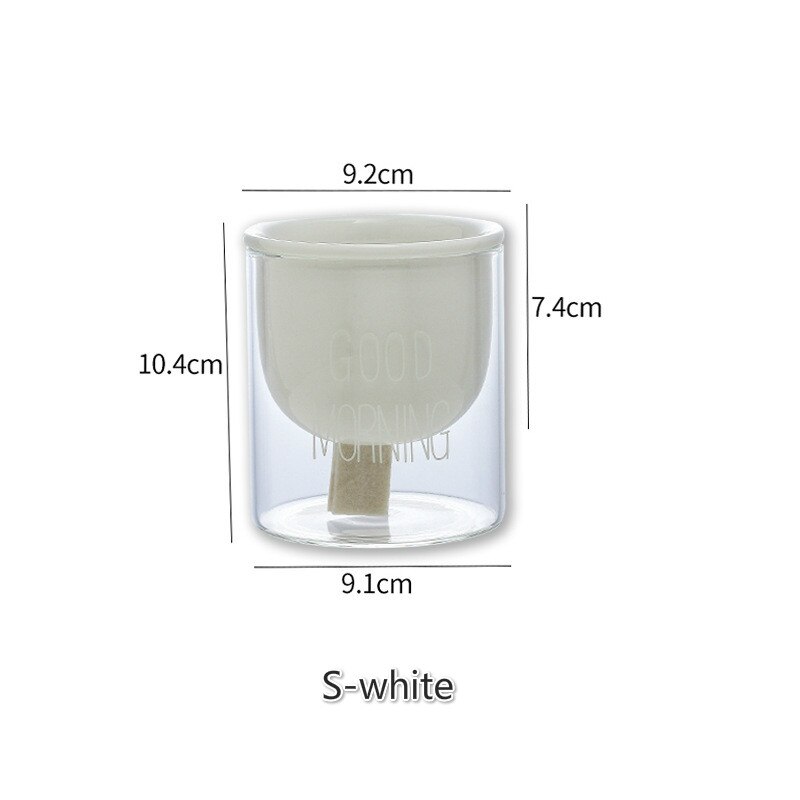 Automatische Selbst Bewässerung Pflanzen Topf Keramik Glas Doppel Pflanzer Topf Garten Auto Bewässern Töpfe Kreative Hause Dekoration Artikel: S-Weiß