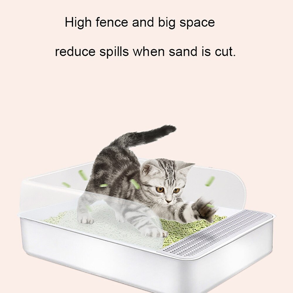 Litière Bac À Sable Chat Chats Plateau Nettoyage Sain et Respectueux de l'environnement PP Résine Semi-fermée Chaton Toilette Fournitures Pour Animaux de compagnie