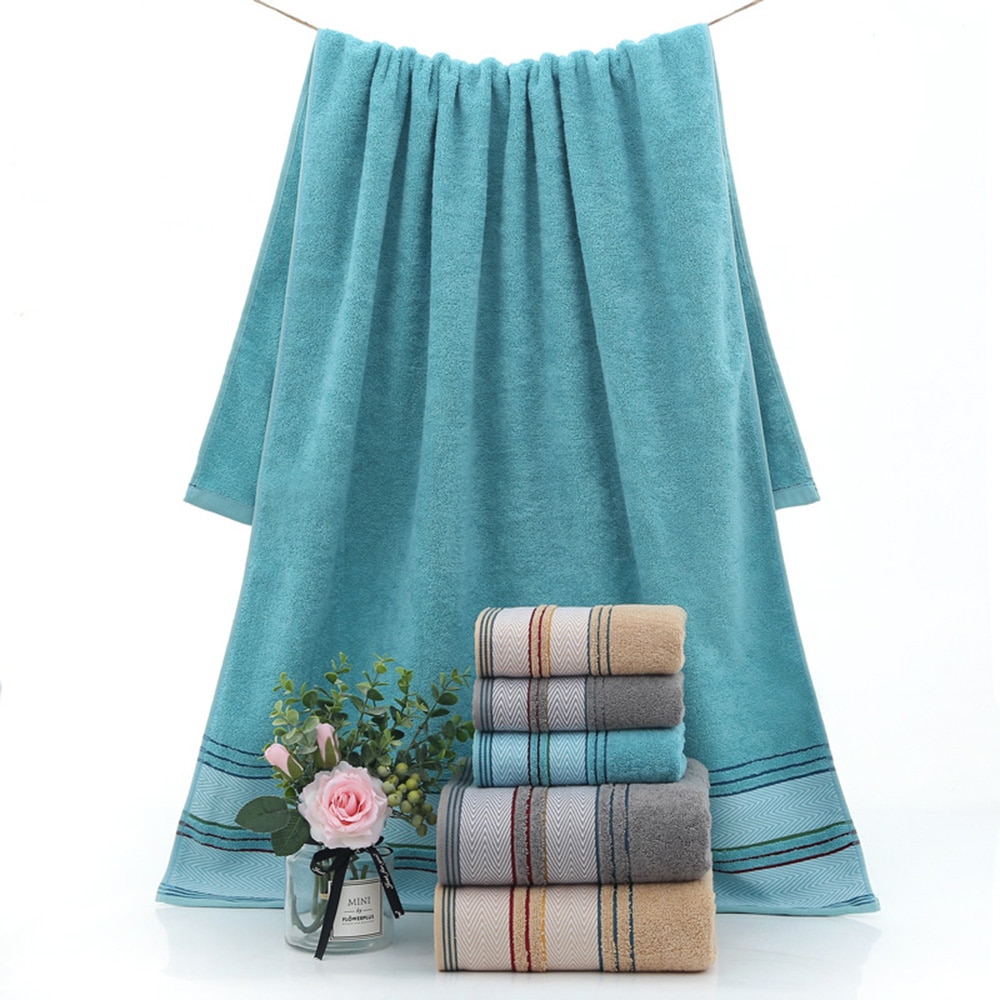 Bath Towels Thick Cotton Towel Set Face Towels Bath Towel For Adults Washcloths High Absorbent bathroom sandy beach towel suit