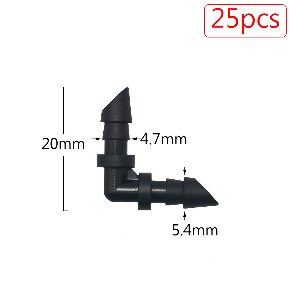 25pcs 1/4'' 1/8'' Plastic Hose Connector Joint Barbed Tees Cross Eng Plug Fitting For Garden Irrigation Drip Irrigation System: black