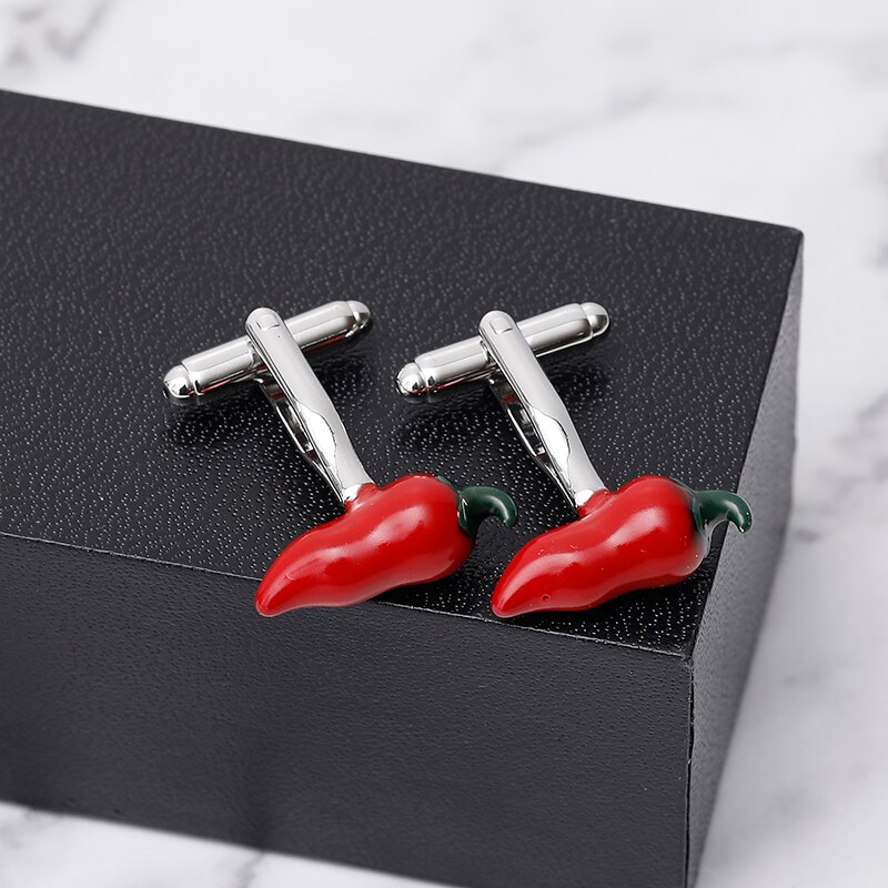 Novelty Red Pepper Chili Cufflinks for Mens Shirts Cuff nails Create Cufflinks Men Brand Jewelry