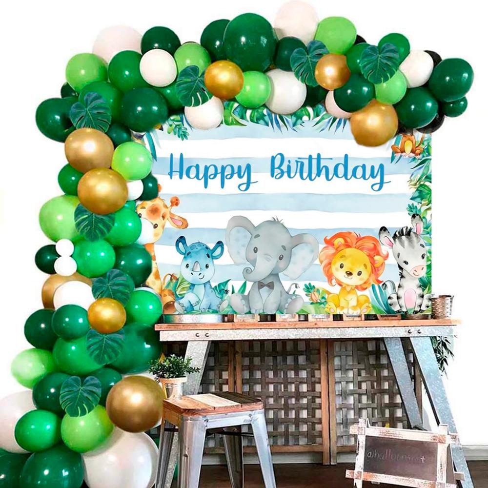 Skovdyr tema fest børns fødselsdagsfest jungle fest grøn latex ballonkæde sæt