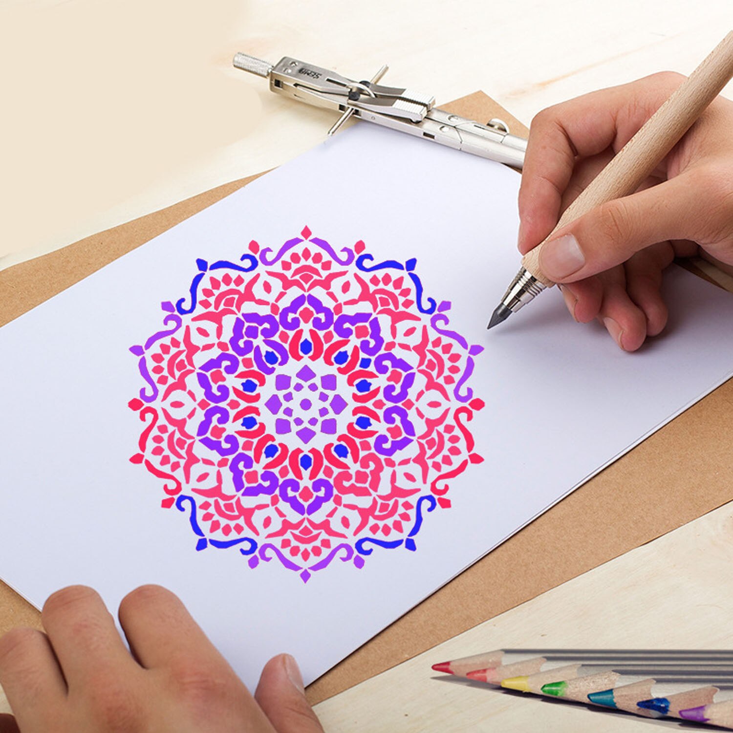 9/10 Uds Mandala herramientas de punteado plantillas Plantilla de dibujo conjunto de plantillas para decoración de pared bricolaje pintura dibujo proyectos de arte