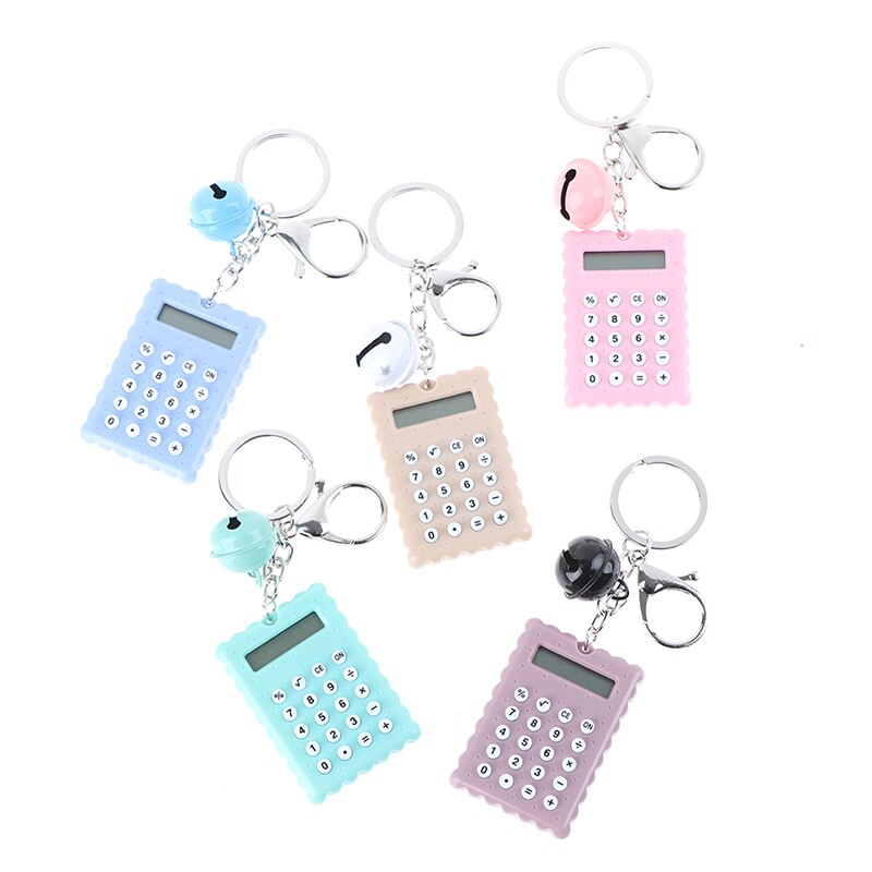 Mini llavero Kawaii con forma de galleta, portátil, calculadora de dígitos, herramienta para estudiantes